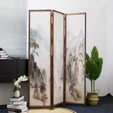 Furnnylane 3 Panel Room Divider Screen,Double Faced Room Divider Folding Wall Divider for Room Separation,Mountains and Waters Landscape,67" H x 47.2" W Furnnylane
