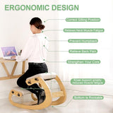 Predawn Adjustable Ergonomic Kneeling Chair – Custom Height Rocking Posture Stool with Thick Cushions, Solid Wood Frame, Knee Support Seat for Adults, Office or Meditation Use(White Oak) Predawn