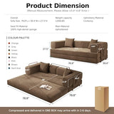 MoonSpeak 78.8''Sleeper Couch Bed for Livingroom,Convertible Modular Sofa with Armrest Pillow,Modular Foldable Corduroy Couches in a Box,No Assembly (Brown) MoonSpeak