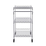 VEVOR Kitchen Utility Cart, 3 Tiers, Wire Rolling Cart with 661 LBS Capacity, Steel Service Cart on Wheels, Metal Storage Trolley with 80 mm Deep Basket Curved Handle 6 Hooks, NSF Listed VEVOR
