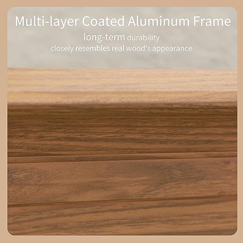 PURPLE LEAF 10' X 12' Outdoor Hardtop Gazebo for Patio Galvanized Steel Double Roof Permanent Canopy Teak Finish Coated Aluminum Frame Pavilion Gazebo with Netting PURPLE LEAF