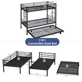 ArisingAsia Twin Over Twin Triple Bunk Beds with Trundle, Metal Bunkbeds with Ladder and Full-Length Guardrail, Noise Free, No Box Spring Needed ArisingAsia
