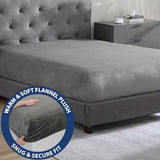 Cathay Home Full Plush Fur Fitted Sheet - Ultra Soft & Thick Plush Fur - All Season Cozy Warmth - 12" Deep Pocket Fitted Sheet Only (Full, Grey) Cathay Home