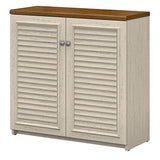 Bush Furniture Fairview Small Storage Cabinet with Doors, Antique White/Tea Maple (WC53296-03) Bush Business Furniture