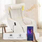 COLAMY Zero Gravity Massage Chair with 4-Zone Massage, Dual Lumbar Heat, Gentle Compression, 360° Swivel, Built-in Bluetooth Speakers & USB Port, White COLAMY