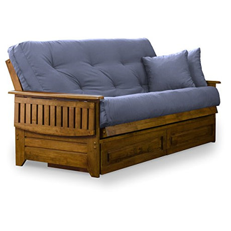 Brentwood Tray Arm Full Size Wood Futon Frame and Storage Drawers - Heritage Finish Nirvana Futons