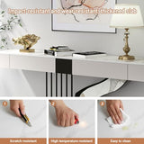 Half Moon Contemporary Console Table Slate Tabletop Black/Gold Luxury EntrywaySofa Table Long Narrow with Two Storage Drawers Creative Carbon Steel Base Decorative(Gold A,140cm/55.1IN) YITAYMLI