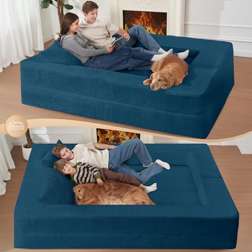 Cansunna Futon Sofa Bed with Pillow, 3-in-1 Sleeper Sofa Bed with Removable Cover, Convertible Floor Sofa Bed, No Assembly Boneless Couch for Living Room, Bedroom Cansunna