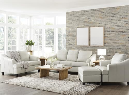 Signature Design by Ashley Genoa Modern Leather Match Loveseat, White Signature Design by Ashley