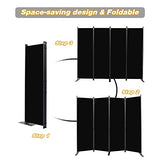 CHOSENM Room Divider, 4 Panel Folding Privacy Screens with Wider Feet, 6 Ft Portable Room Partition for Room Separator, Room Divider Panel 88" W X 71" H, Partition Room Dividers Freestanding，Black CHOSENM