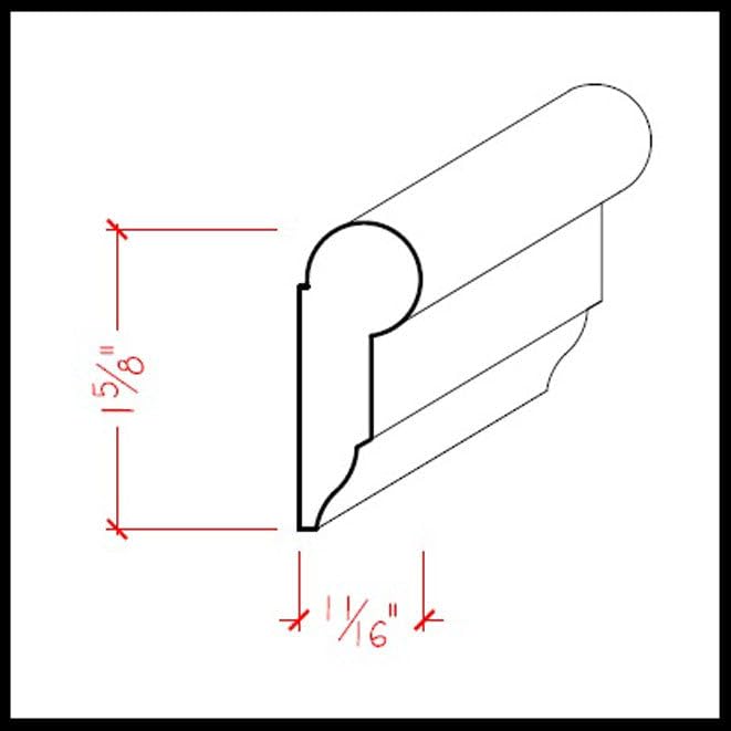 EWPC11 Picture Hanging Rail Moulding, 11/16" x 1-5/8", Poplar, 94" NewMouldings