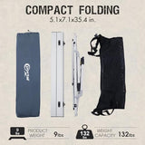 PORTAL Outdoor Folding Portable Picnic Camping Table with Adjustable Height Aluminum Roll Up Table Top Mesh Layer, Silver PORTAL