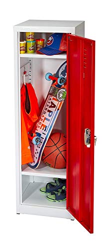 AdirOffice Kids Steel Metal Storage Locker - for Home & School - with Key & Hanging Rods (48 in, Green) - WoodArtSupply