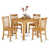 East West Furniture OXNO5-OAK-W 5 Piece Dining Room Table Set Includes a Square Kitchen Table and 4 Dining Chairs, 36x36 Inch, Oak East West Furniture