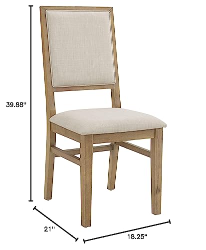 Crosley Furniture Joanna Modern Farmhouse Upholstered Wood Back Dining Chairs Set of 2, Rustic Brown/Creme Crosley Furniture