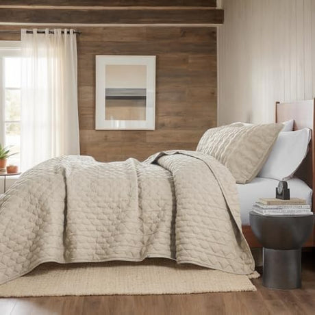 WDCOZY Beige Quilt Twin Size Bedding Sets with Pillow Sham, Lightweight Bedspread Coverlet, Twin XL Thin Comforter Bed Cover, All Season Summer Spring, Tan Cream, 2 Pieces, 68x90 inches WDCOZY