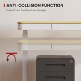 Standing Desk with Drawer, Electric Height Adjustable Home Office Desk with Storage & USB Ports, 55 inch Maple Wood Tabletop/White Frame SANODESK