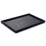 16 x 11 Inches Extra Large Solid Wood Serving Tray Tea Coffee Table Tray Snack Food Meals Serving Plate Kitchen Party Bar Server Breakfast Tray with Raised Edges Black Ottoman Tray Rectangle XKXKKE