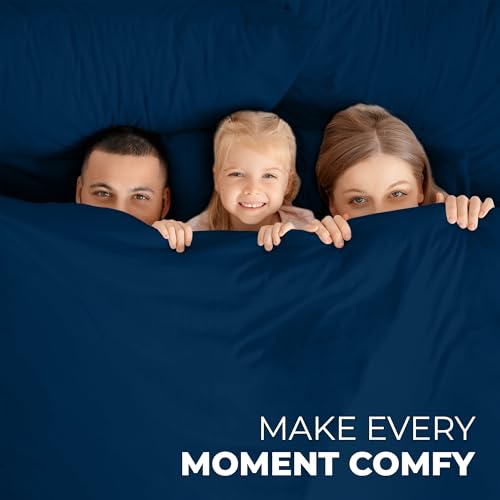 ROYALE LINENS 3 Piece Twin Sheets Set - Soft Brushed 1800 Microfiber Bedding - 1 Fitted and 1 Flat Sheet, 1 Pillow case - Wrinkle Free & Fade Resistant - Hotel Luxury Bed Sheets Set (Navy, Twin) ROYALE LINENS