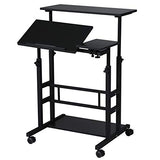 UNICOO Portable Standing Desk on Wheels, Height Adjustable Mobile Workstation, Versatile for Home Office, Rolling Sit to Stand Design, Ergonomic - (U101-B) UNICOO