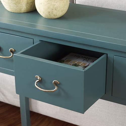 Safavieh Home Collection Cindy Farmhouse Slate Teal 3-Drawer Console Table - WoodArtSupply