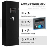 EMAXEE 7-8 Biometric Gun Safe Rifle, Large Gun Safes for Home Rifle and Pistols with Upgraded Control Panel and LED Light, Quick Access Fingerprint Gun Cabinet with Removable Shelf and Gun Racks EMAXEE