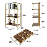 Crofy 3-Tier Gold Folding Bookshelf - Versatile Metal Bookcase for Stylish Storage Crofy