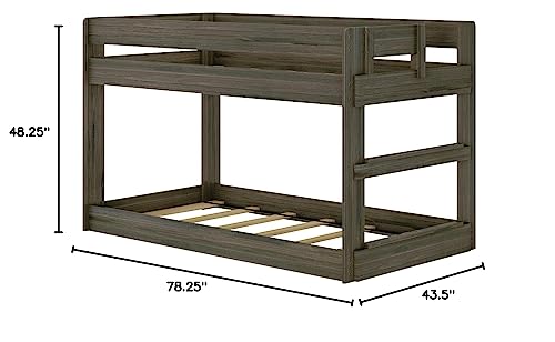 Max & Lily Barnwood Brown Twin Low Bunk Bed - Modern Farmhouse Style for Kids Max & Lily