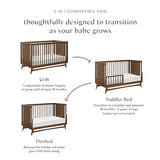 Babyletto Peggy 3-in-1 Convertible Crib with Toddler Bed Conversion Kit in Natural Walnut, Greenguard Gold Certified babyletto