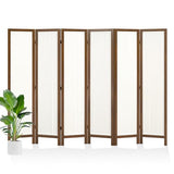 Linen Room Divider Privacy Screen, Foldable Wood Frame Partition Room Dividers with Removable Linen Fabric Curtain, Room Divider Panel, Zero Assembly for Home, Office, or Studio Brown 6 Panel Svimi
