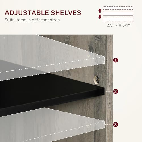 HOMCOM Farmhouse Sideboard Buffet Cabinet, Barn Door Style Kitchen Cabinet, 32" Accent Cabinet for Kitchen, Living Room or Entryway, Gray Wash HOMCOM