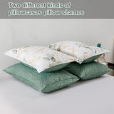 WONGS BEDDING Botanical Comforter Set Queen, 7 Pieces Green Reversible Bed in a Bag Floral Leaves Bedding Soft Microfiber Queen (1 Comforter,2 Pillowcase,2 Pillow Shams,1 Flat Sheet,1 Fitted Sheet) WONGS BEDDING