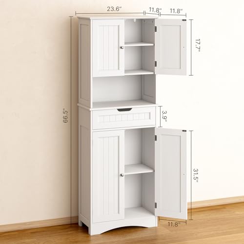 Gizoon 66” Elegant Versatile White Storage Cabinet for Kitchen and Bathroom - WoodArtSupply