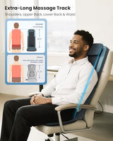 COMFIER Shiatsu Back Massager with Heat, Dual Motor 3D Rollers, Long Track Deep Tissue Kneading, Foldable Massage Chair Pad with Adjustable Height for Back Tension & Muscle Stiffness COMFIER