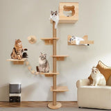 Cat Tree, 74.4 inch Tall Wood Cat Tower with Cat Scratching Post, Cat Cave Condo, Hammock, Cat Tree Tower for Large Cats and Kittens KKHAN