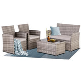 Seogwisam 4 Piece Patio Furniture Set,Outdoor Wicker Conversation Sets,Rattan Sectional Sofa w/Coffee Table,Seat Cushions for Backyard Porch Garden Poolside (Gray/Gray) Seogwisam