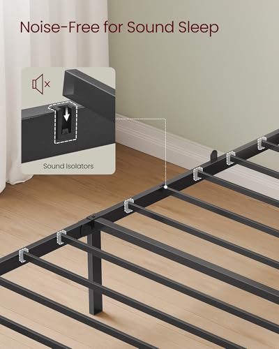 VASAGLE Twin Bed Frame with Upholstered Headboard, Metal Bed Frame Twin Size with Footboard, 550 lb Weight Capacity, Steel Slats, Easy Assembly, No Box Spring Needed, Forest Green URMB983C01V1 VASAGLE