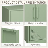 GirthIron Metal Locker Storage Cabinet with Adjustable Shelves, 2 Door Accent Cabinet Green Locking Tool File Cabinet Organizer for School Classroom,Bedroom,Gym Home Office,Entryway and Hallway GirthIron
