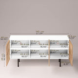 roomfitters Mid Century Modern TV Stand for TVs up to 65", Boho Sideboard Buffet Cabinet Credenza, Media Console Entertainment Center for Living Room, Poplar Wood Print Carved and Geometric Design roomfitters