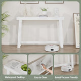 Bamboo 47.2" Narrow Console Table, Wood Farmhouse Side Table, Rectangular Entryway Table, Modern Sofa Table Behind Couch with Storage Shelves for Entrance, Living Room, Hallway, Foyer (White) Wisuce Essentials