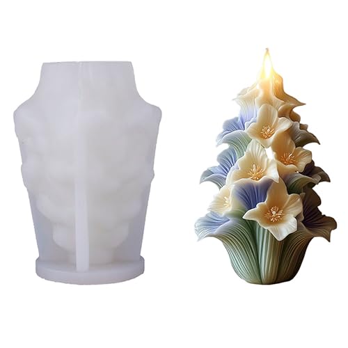 Tulip Flower Cylinder Molds Silicone Wave Spiral Candle Mold - Silicone Resin Casting Molds for Candle & Resin & Soap Craft Supplies
