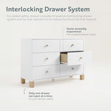 Storkcraft California 6-Drawer Double Dresser (White with Driftwood) - GREENGUARD Gold Certified, Interlocking Drawer System, Dresser Drawer Organizer for Kids Bedroom Storkcraft
