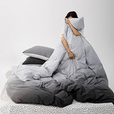 Luxlovery Grey Gradient Comforter Set Queen Grey and White Bedding Set Full Men Women Minimalist Bedding Set Light Gray Soft Breathable Blanket Quilts Gradient Comforter Set Luxlovery