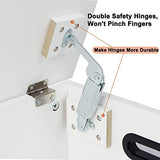 Timberer Storage Chest, Wooden Storage Bench, Entryway Shoes Bench with 2 Safety Hinges, Retro Storage Trunk for Living Room, Bedroom, 15.7 x 31.5 x 18.9 Inches, White Timberer