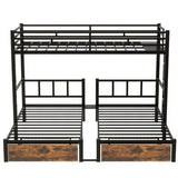kuurfuurdo Metal Triple Bunk Bed for Kids, Detachable TwinXL Over Twin Over Twin Triple Bunk Bed with Guardrails, Ladder & Storage Drawer, Converts to 3 Separate Beds (3 Bunk Beds for Kids) kuurfuurdo