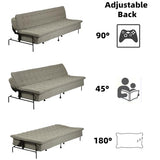 Homy Casa Modern Grey Futon Sofa Bed, 3-Position Adjustable Backrest, Metal Frame, 500 lbs, Convertible Daybed for Living Room/Guest Room/Studio Apartment Homy Casa