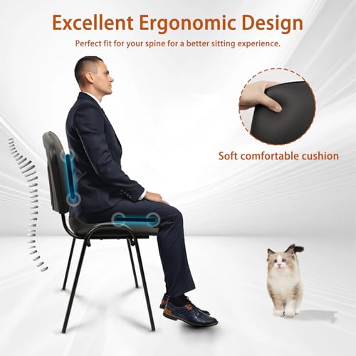 CLATINA Stacking Conference Room Chairs No Wheels, PU Leather Waiting Room Chair Armless Stackable Office Guest Chair with Metal Frames for Reception Lobby Side Training School, Black Set of 10 CLATINA