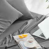 SLEEP ZONE Extra Deep Pocket Full Sheet Set 4 Piece - Super Soft Brushed Microfiber Bedding Sheets Set Fits Deep Mattress Upto 21 inches (Grey, Full) SLEEP ZONE