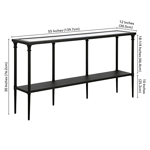 Nellie 55'' Wide Rectangular Console Table with Metal Shelf in Blackened Bronze Henn&Hart