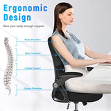 naspaluro Ergonomic Office Chair, Mid Back Desk Chairs with Adjustable Height, Swivel Chair with Flip-Up Arms and Lumbar Support, Breathable Mesh Computer Chair for Home/Study/Working, Dark Black naspaluro